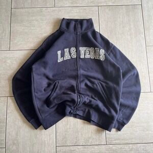 Teemax Las Vegas Full Zip Sweatshirt Navy Blue Mock Neck XL